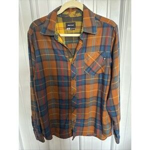 Marmot Mens Button Down Plaid Long Sleeve Shirt Size Medium EUC